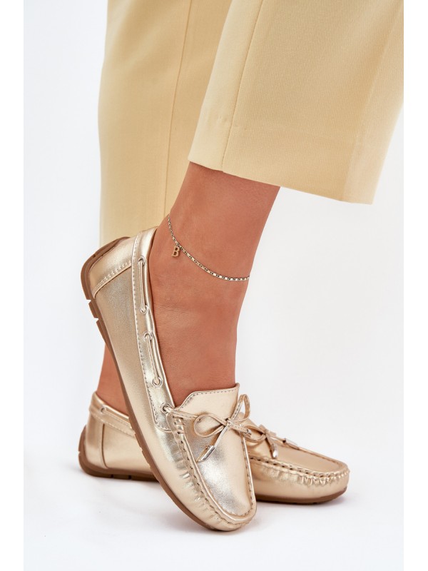 Women's eco leather loafers gold Si Passione