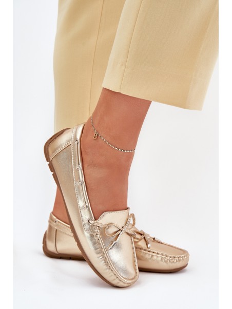 Women's eco leather loafers gold Si Passione