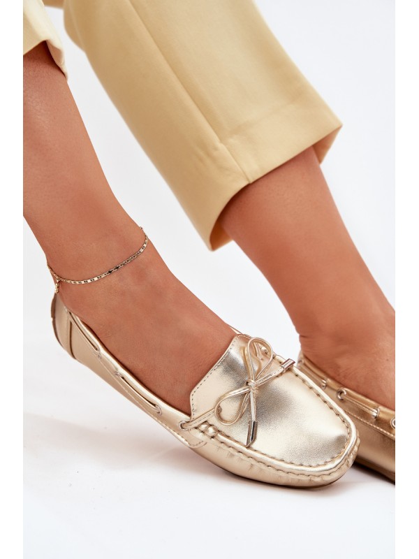 Women's eco leather loafers gold Si Passione