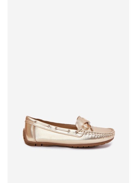 Women's eco leather loafers gold Si Passione