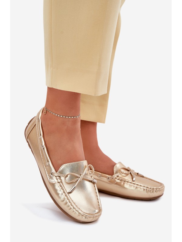 Women's eco leather loafers gold Si Passione