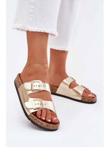 Women Sandals With Buckles Made Of Eco Leather Golden Iskira