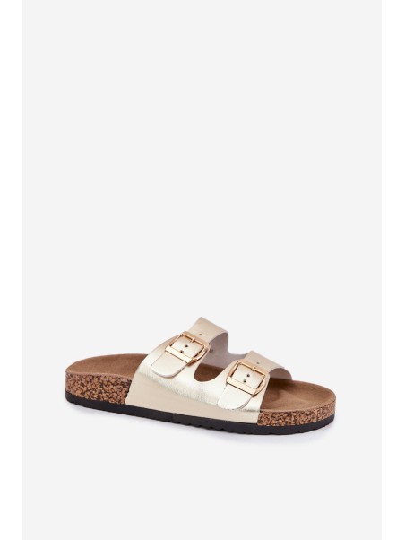 Women Sandals With Buckles Made Of Eco Leather Golden Iskira