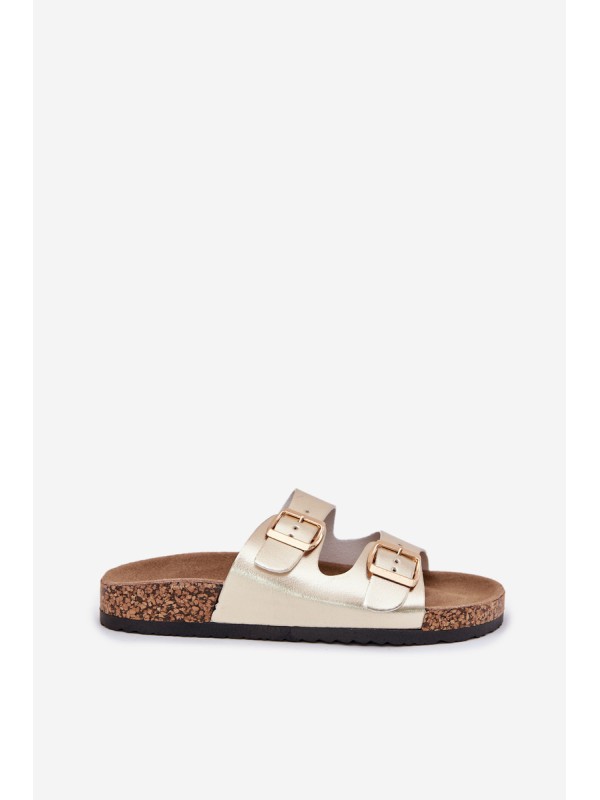 Women Sandals With Buckles Made Of Eco Leather Golden Iskira