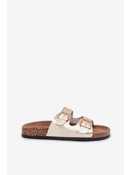 Women Sandals With Buckles Made Of Eco Leather Golden Iskira
