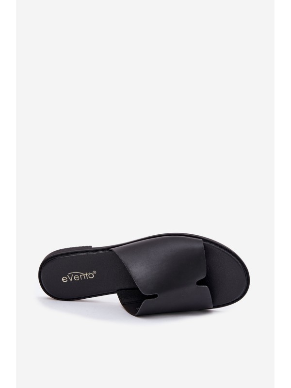 Women's Eco Leather Slippers On Flat Heel Black Kalimira