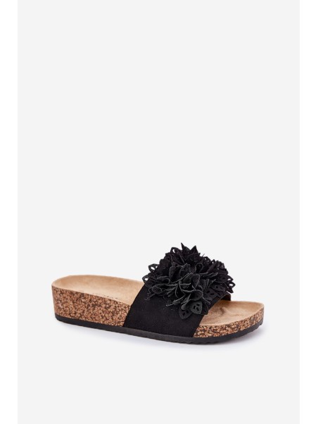Women's sandals on cork platform black Elirna