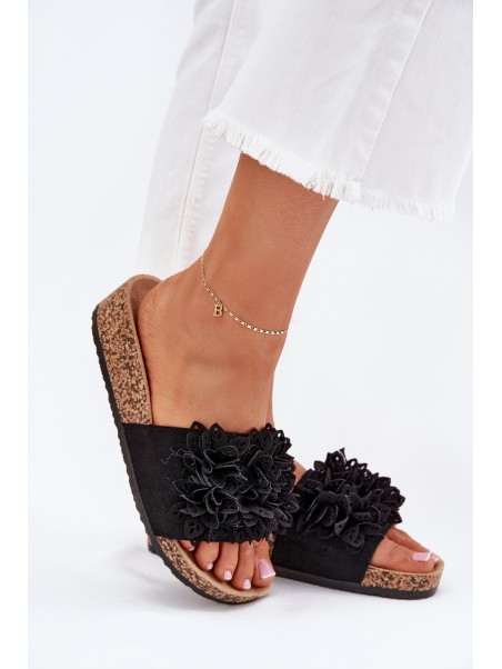 Women's sandals on cork platform black Elirna