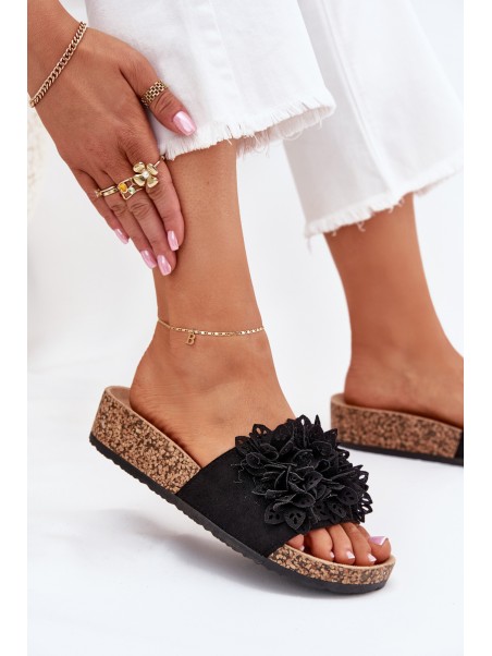 Women's sandals on cork platform black Elirna