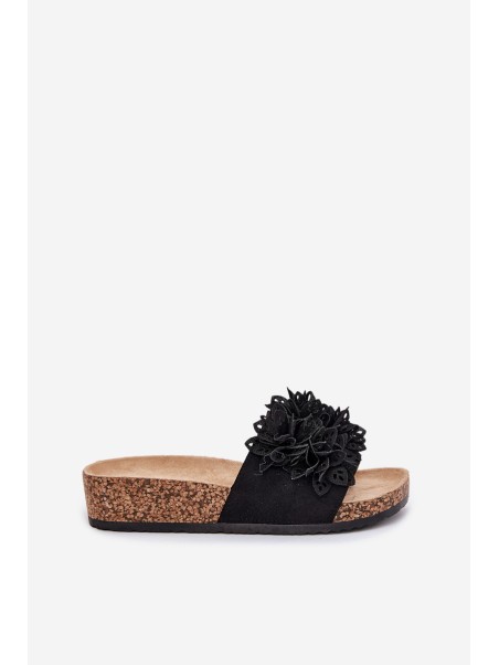 Women's sandals on cork platform black Elirna