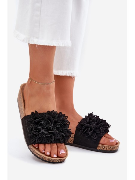 Women's sandals on cork platform black Elirna