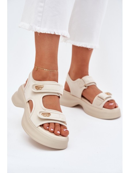 Women's sandals with golden details beige Luvira