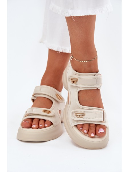 Women's sandals with golden details beige Luvira