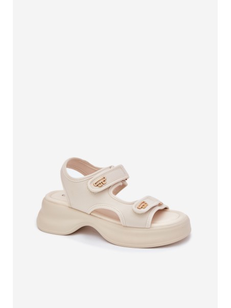 Women's sandals with golden details beige Luvira