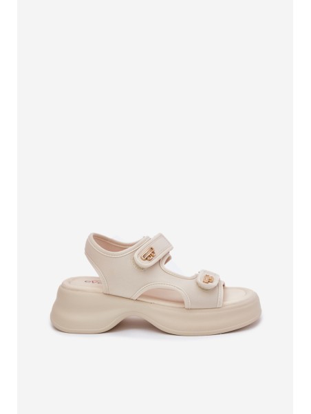 Women's sandals with golden details beige Luvira