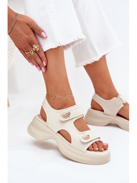 Women's sandals with golden details beige Luvira