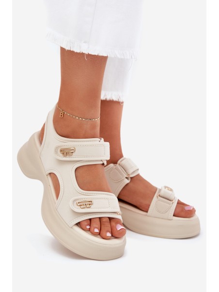 Women's sandals with golden details beige Luvira