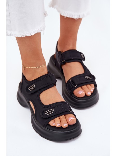 Women's Sandals With Golden Details Black Luvira