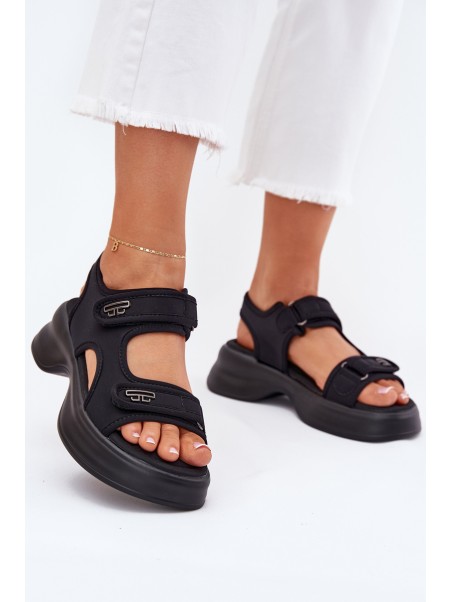 Women's Sandals With Golden Details Black Luvira