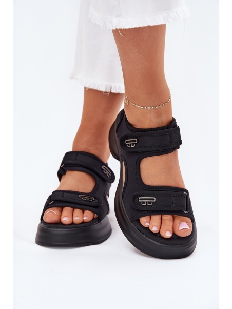 Women's Sandals With Golden Details Black Luvira