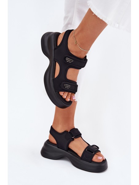 Women's Sandals With Golden Details Black Luvira