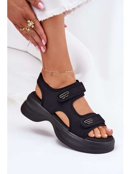 Women's Sandals With Golden Details Black Luvira