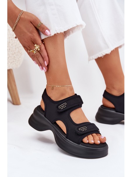 Women's Sandals With Golden Details Black Luvira