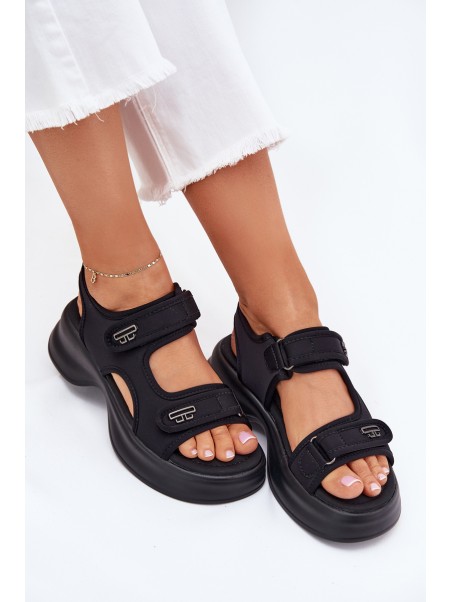 Women's Sandals With Golden Details Black Luvira