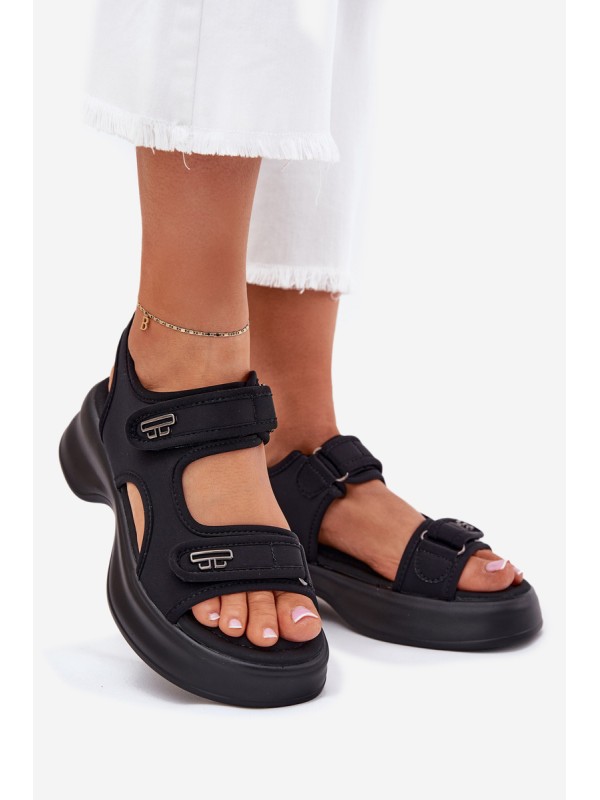 Women's Sandals With Golden Details Black Luvira