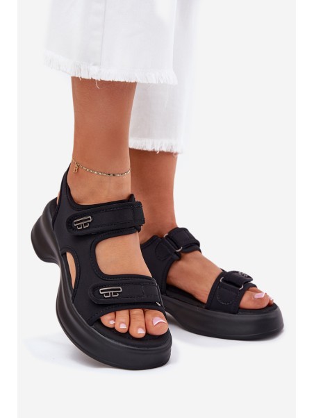 Women's Sandals With Golden Details Black Luvira