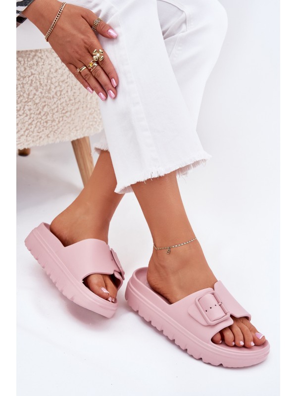 Women's Foam Platform Sandals With Buckle Pink Viasara