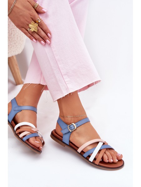 Women's Sandals With Intertwining Straps Blue Sergio Leone SK090H