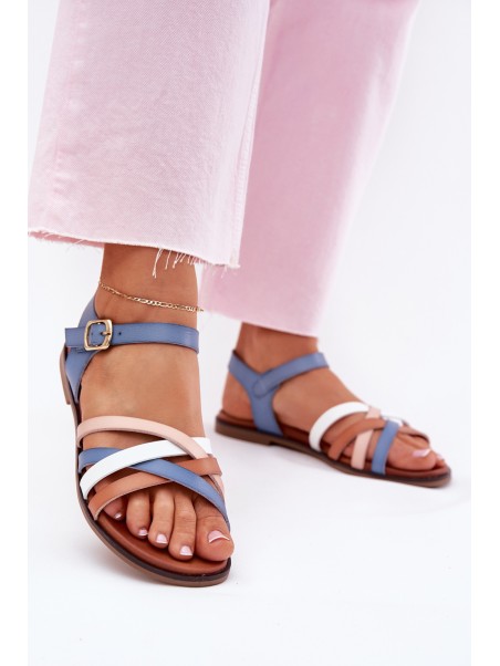Women's Sandals With Intertwining Straps Blue Sergio Leone SK090H