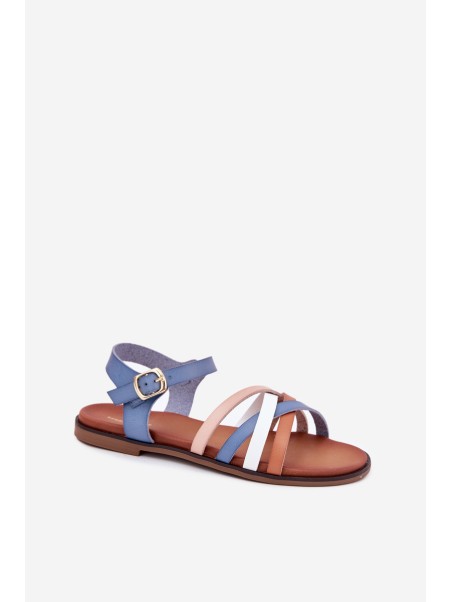 Women's Sandals With Intertwining Straps Blue Sergio Leone SK090H