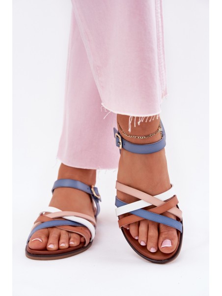 Women's Sandals With Intertwining Straps Blue Sergio Leone SK090H
