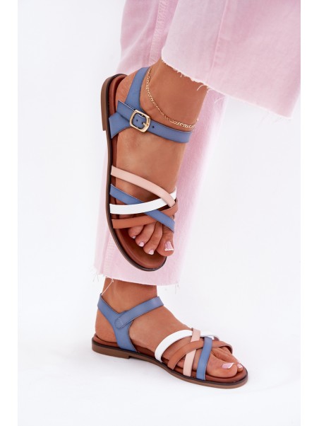 Women's Sandals With Intertwining Straps Blue Sergio Leone SK090H