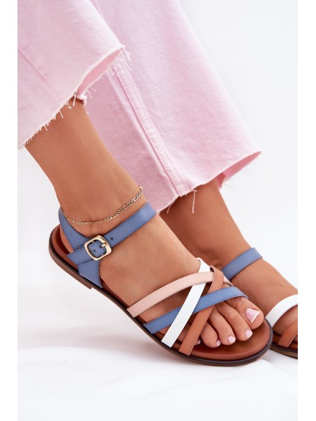 Women's Sandals With Intertwining Straps Blue Sergio Leone SK090H
