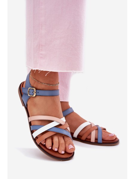 Women's Sandals With Intertwining Straps Blue Sergio Leone SK090H