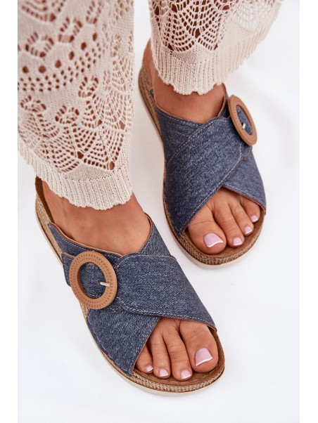 Wedge Sandals For Women With Decorative Buckle Inblu RV000012 Blue