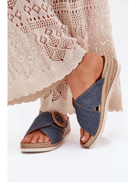 Wedge Sandals For Women With Decorative Buckle Inblu RV000012 Blue