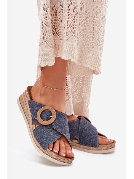 Wedge Sandals For Women With Decorative Buckle Inblu RV000012 Blue