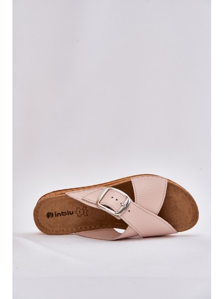 Leather Women's Slippers With Buckle Pink Inblu VO0004GU