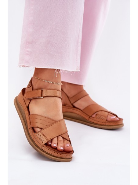 Women's leather platform sandals Maciejka L7064-04 brown