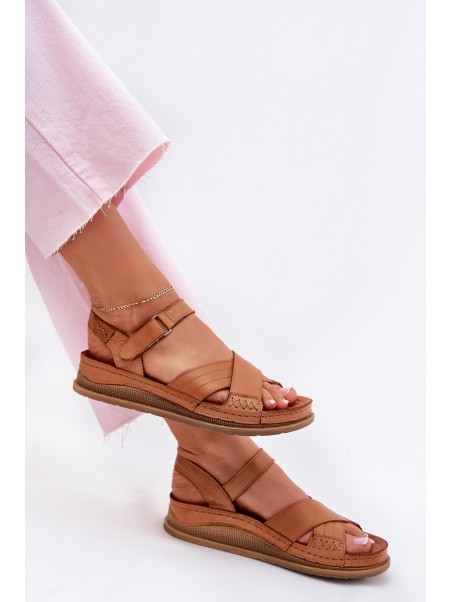 Women's leather platform sandals Maciejka L7064-04 brown