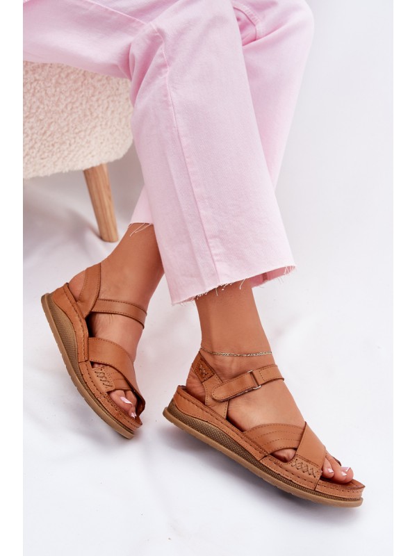 Women's leather platform sandals Maciejka L7064-04 brown