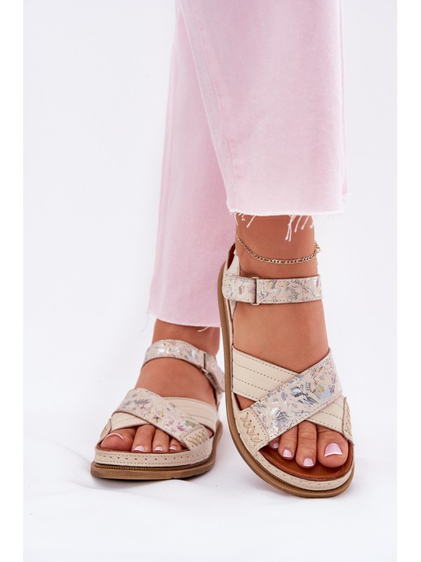 Ladies Leather Sandals On Platform Maciejka L7064-37 Ecru
