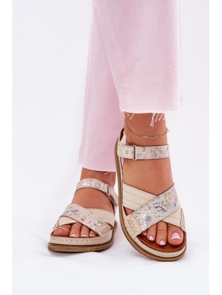 Ladies Leather Sandals On Platform Maciejka L7064-37 Ecru