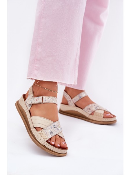 Ladies Leather Sandals On Platform Maciejka L7064-37 Ecru