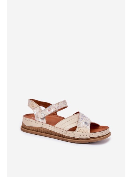 Ladies Leather Sandals On Platform Maciejka L7064-37 Ecru