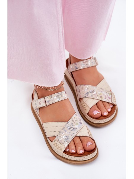 Ladies Leather Sandals On Platform Maciejka L7064-37 Ecru